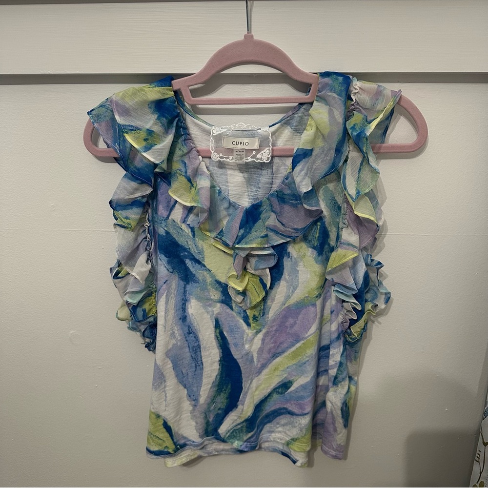 CUPIO Women's Multicolor Ruffle Top